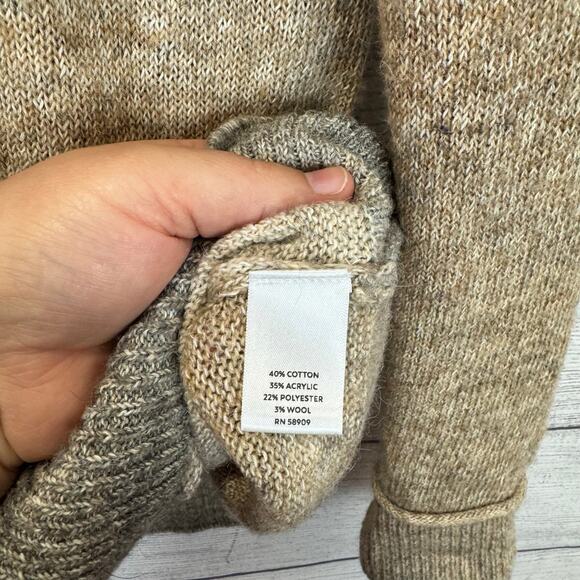Westbound Women's Tan Gray Mock Neck Wool Blend Sweater Size Medium Petite - Picture 6 of 8